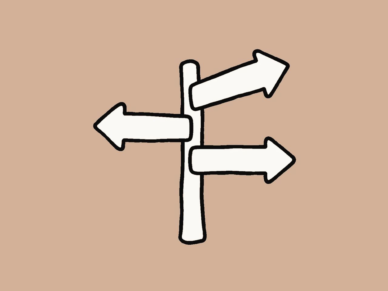 Ilustração: uma placa apontando para três lados, escolher outro caminho quando o Claude Motion não é a melhor opção