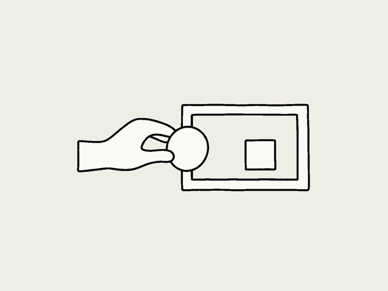 Ilustração: uma mão coloca formas em uma moldura vazia, porque o Claude Motion anima o conteúdo que você fornece