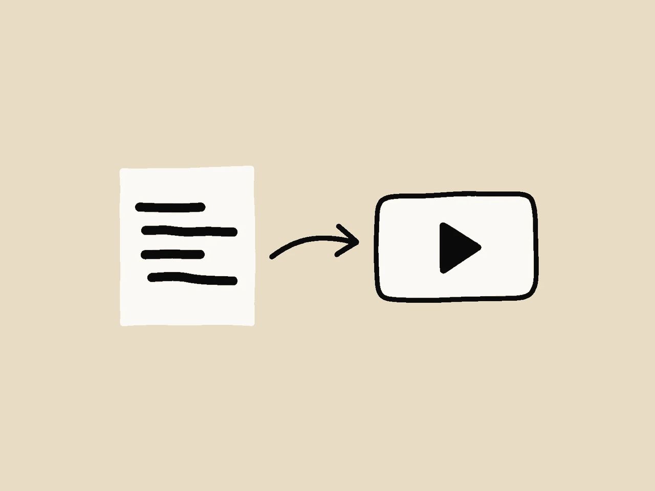 Ilustração: uma página de código vira um vídeo com botão de play, como uma animação do Claude Motion é feita