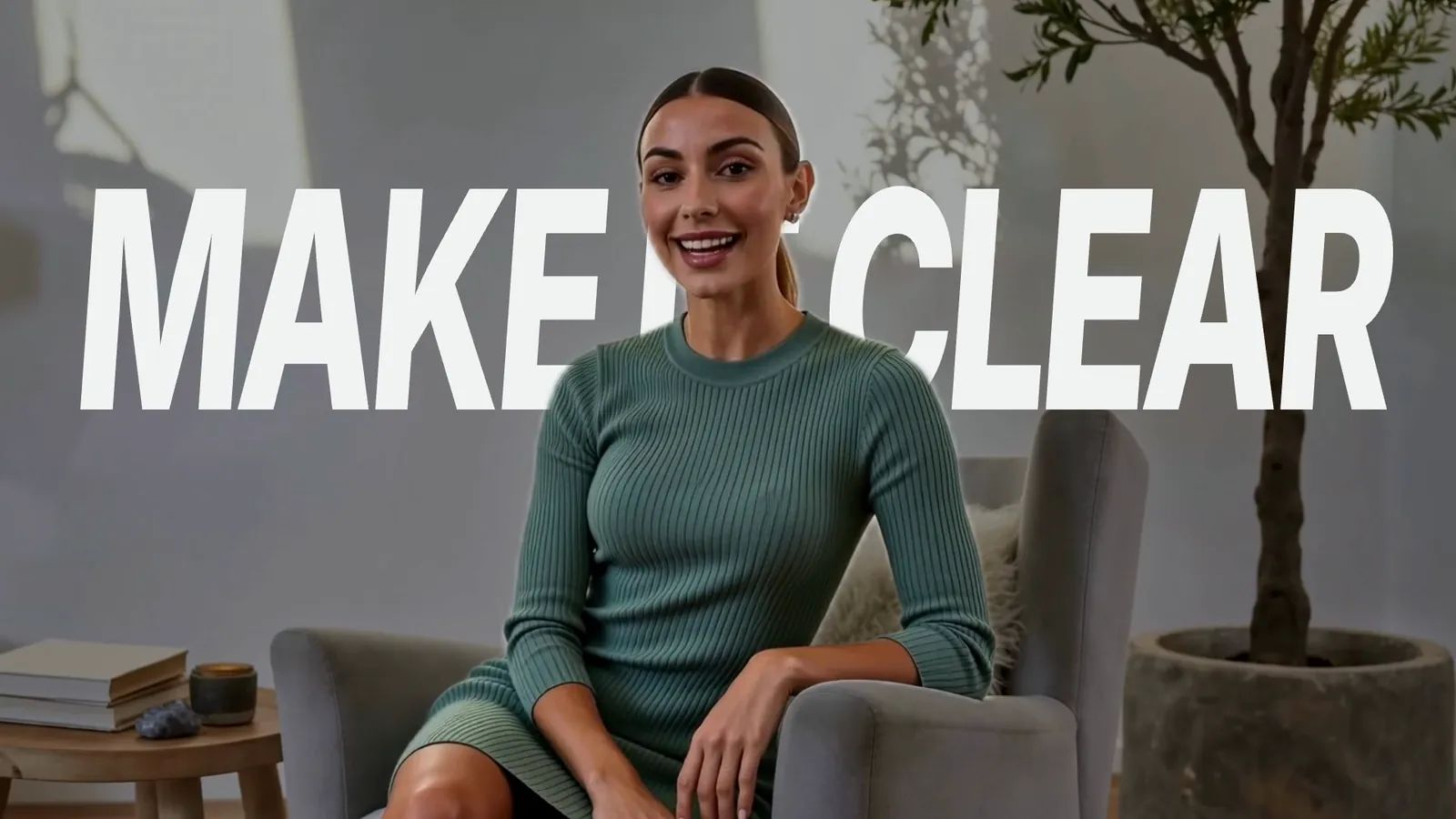 A presenter with a giant title behind her, made with CreatorMotion