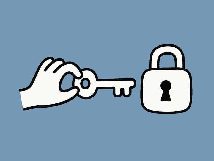 Hand holding a key toward a lock, representing a fal API key