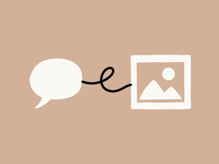 Speech bubble connected to a picture frame