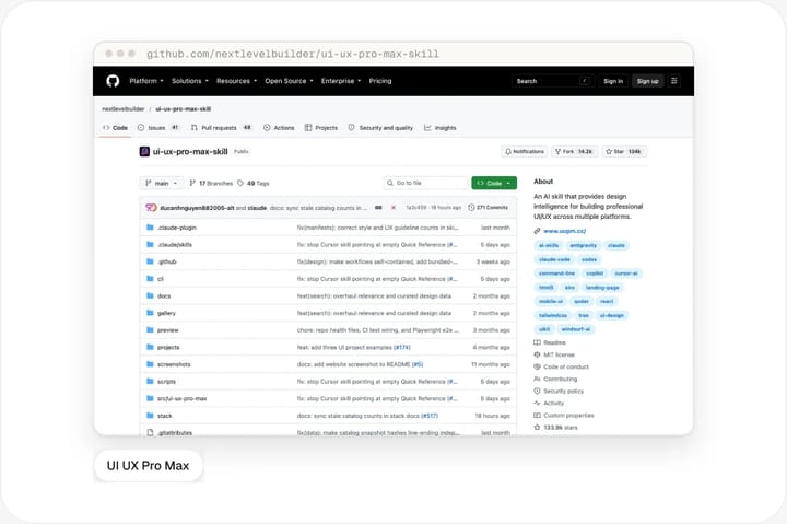 Repository des UI UX Pro Max Skills auf GitHub