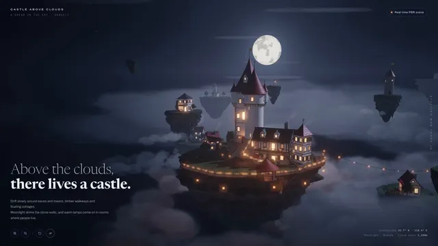 Three.js Castle Above Clouds Experience by @YouWareAI